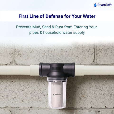 RiverSoft WTPF-01 Sediment Filter for Water Tank | 304 Stainless Steel Mesh| Protects Motor, Pipes & Appliances from Mud, Sand & Rust (¾ Inch Inlet/Outlet)