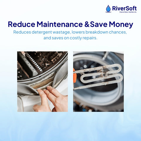RiverSoft EBWF-04 EcoBlu Washing Machine Filter for Hard Water |Water Softener| Prevents Limescale & Protects Clothes | Easy Installation (Blue, Pack of 1)