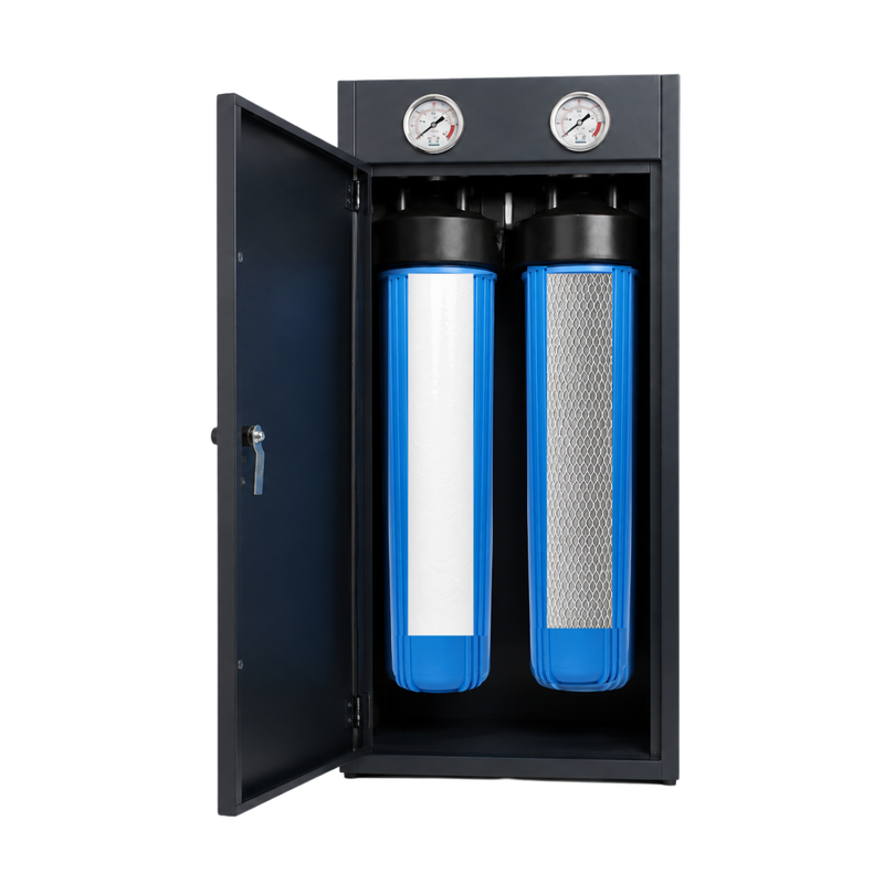 RiverSoft RIVIQ MHW-20-2 | 20-Inch 2 Stage Whole House Water Filter | Mainline Water Filter for Home | Sediment & Hard Water Conditioning + CTO Carbon Filter| Water Softener for Home
