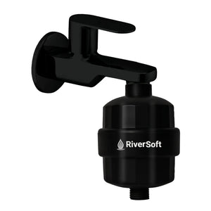 RIVERSOFT DIVA-PRO-BL Shower and Tap Filter for Hard Water | 15-Stage Water Softener for Bathroom | Hard Water Filter (Black, Pack of 1)