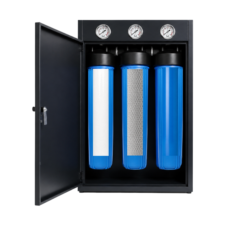 RiverSoft RIVIQ MHW-20-3 |20-Inch 3 Stage Whole House Water Filter | Mainline Water Filter for Home | Hard Water Conditioning + GAC + CTO Carbon Filter| Water Softener for Home