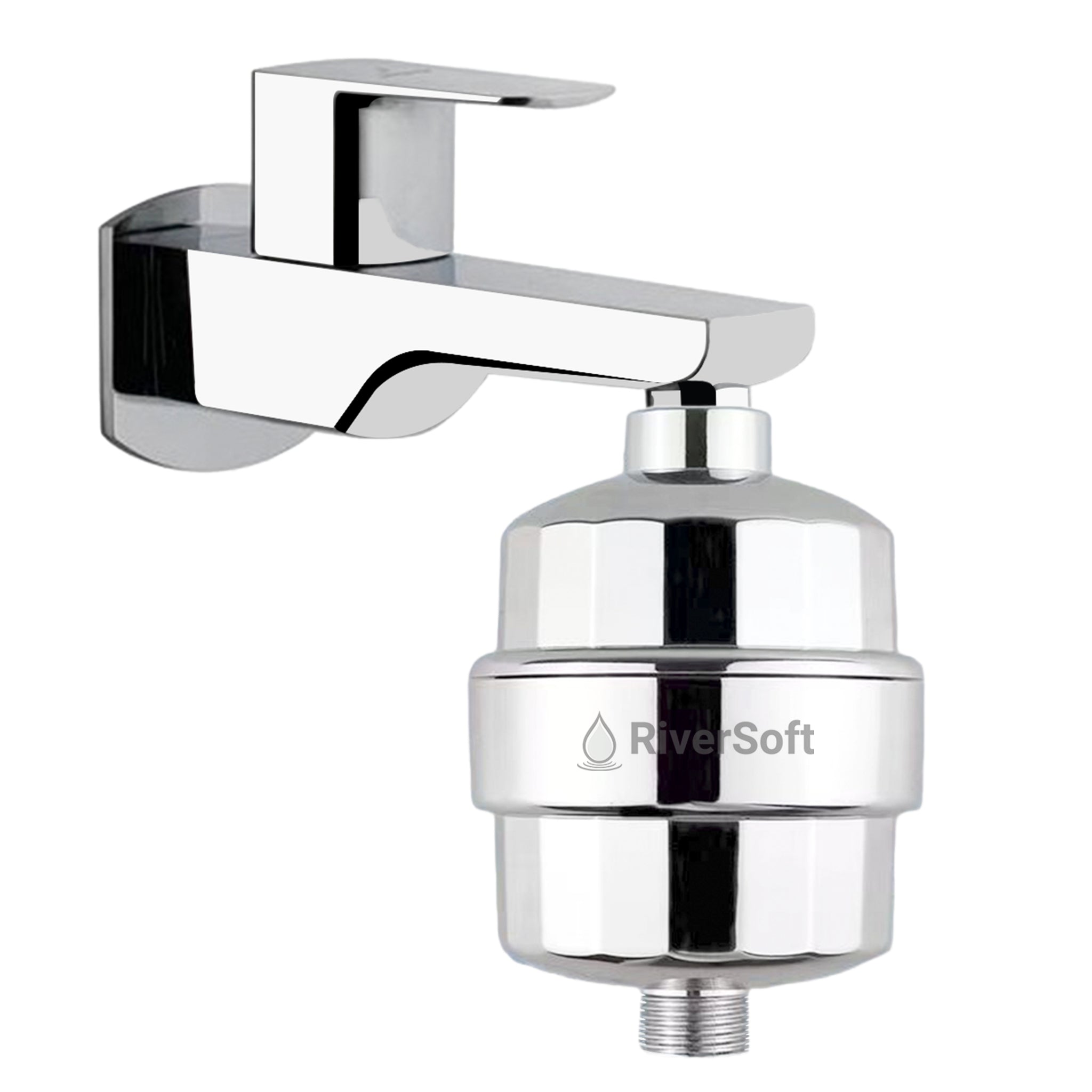 RIVERSOFT DIVA PRO shower and tap filter for hard water with 15 stage | Water Softener for Bathroom | Hard Water Filter (Chrome, Pack of 1)