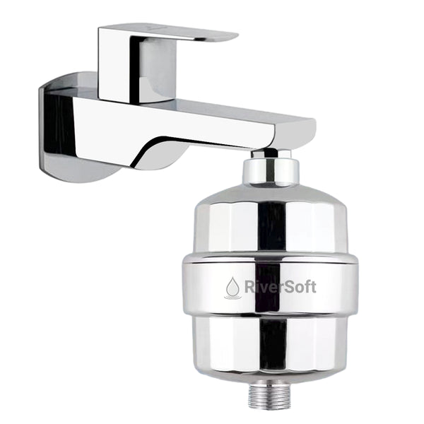 RIVERSOFT DIVA PRO shower and tap filter for hard water with 15 stage | Water Softener for Bathroom | Hard Water Filter (Chrome, Pack of 1)