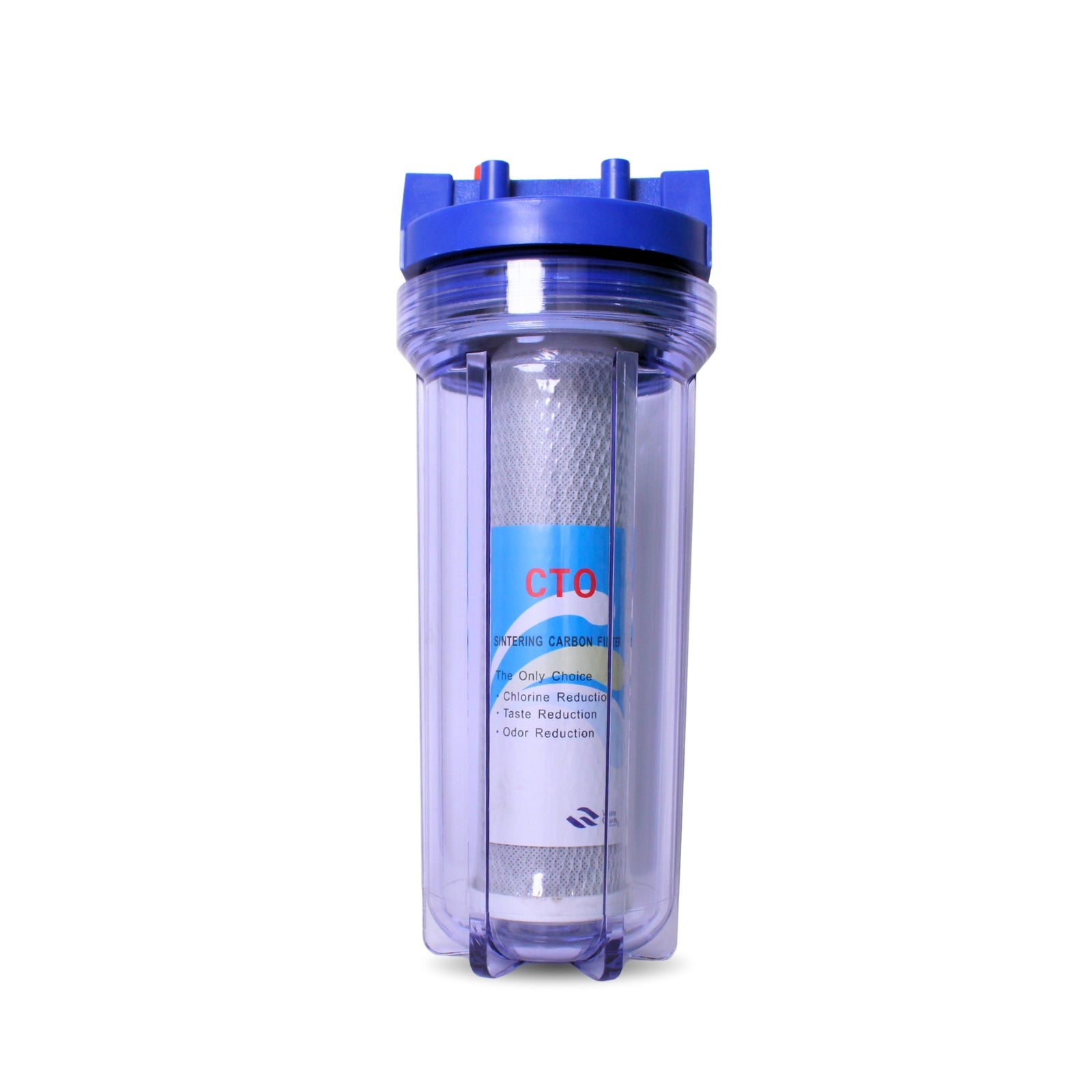 RiverSoft PreRO-TR-CTO Pre-Filter with CTO Cartridge | Chlorine, Taste & Odor Reduction | Transparent Housing | 3/4" Inlet/Outlet | Compatible with RO Systems