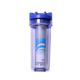 RiverSoft PreRO-TR-CTO Pre-Filter with CTO Cartridge | Chlorine, Taste & Odor Reduction | Transparent Housing | 3/4" Inlet/Outlet | Compatible with RO Systems