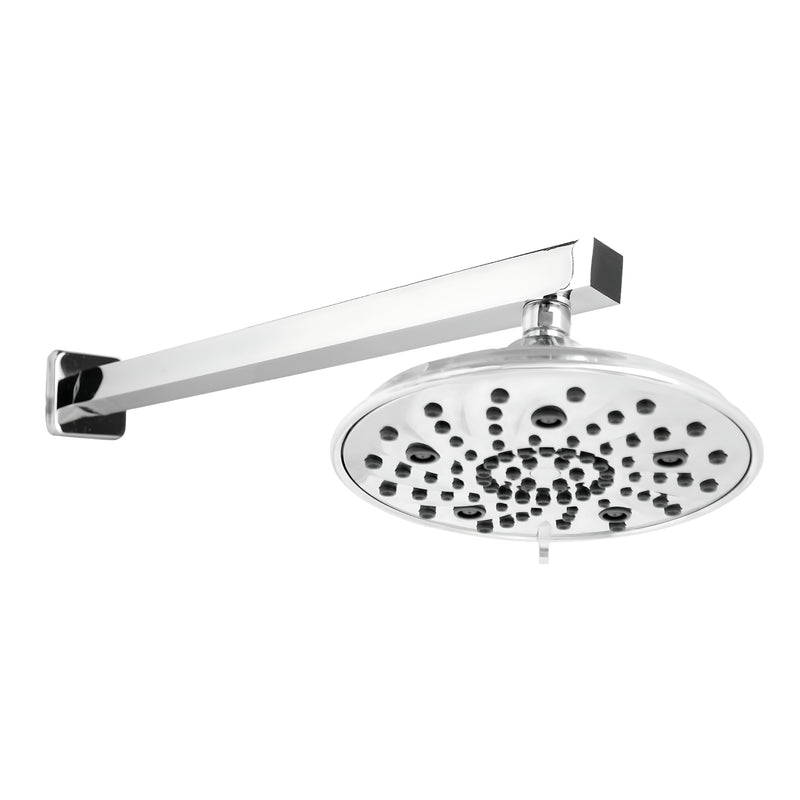 RiverSoft RSC-7 Shower Head 7-Function ABS with Adjustable Brass Ball Joint wide faceplate 199mm dia without arm
