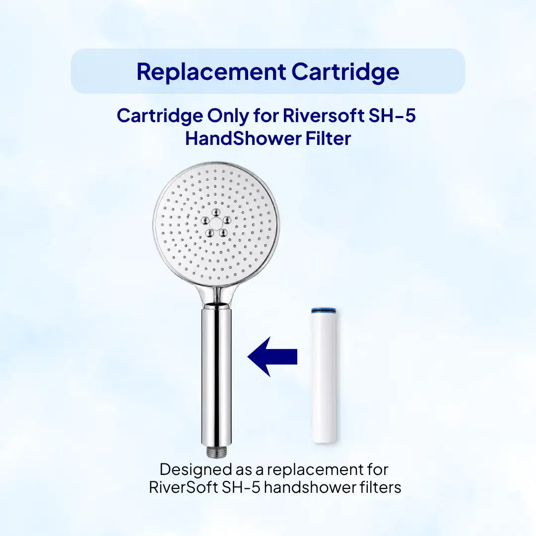 RiverSoft SH-5C Replacement Cartridge for Hand Shower Filter | Hard Water, Chlorine & Sediment Filtration | Helps Condition Hard Water for Hair & Skin Care | Easy Replacement