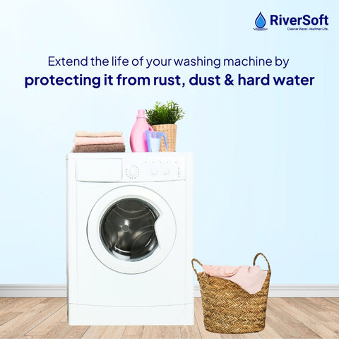 RiverSoft EBWF-04 EcoBlu Washing Machine Filter for Hard Water | Protects Clothes & Prevents Limescale Deposit | Easy Installation (Blue, Pack of 1)