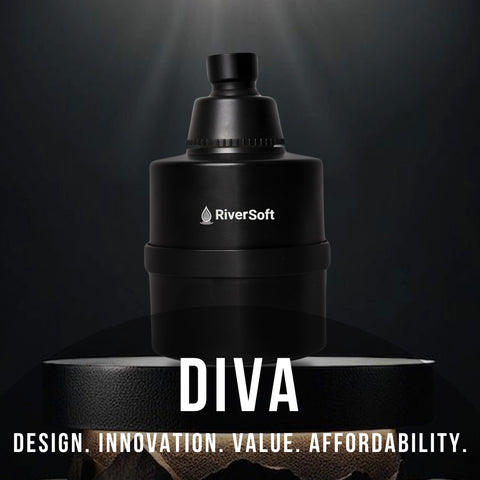 RiverSoft DIVA-01-BL shower filter for hard water with 15 stages | Water Softener for Bathroom (Black, Pack of 1)