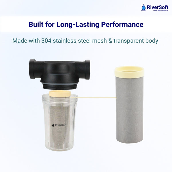 RiverSoft WTPF-01 Sediment Filter for Water Tank | 304 Stainless Steel Mesh| Protects Motor, Pipes & Appliances from Mud, Sand & Rust (¾ Inch Inlet/Outlet)