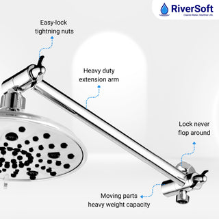 Adjustable Brass Shower Arm Extension with Chrome Finish - Fits All Shower Heads