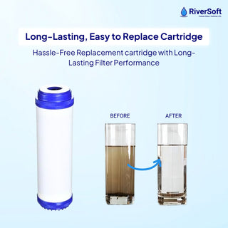 RiverSoft PreRO-TR-GAC Pre-Filter with GAC Cartridge | Chlorine, Odor & Taste Reduction | Transparent Housing | 3/4" Inlet/Outlet | Compatible with RO Systems