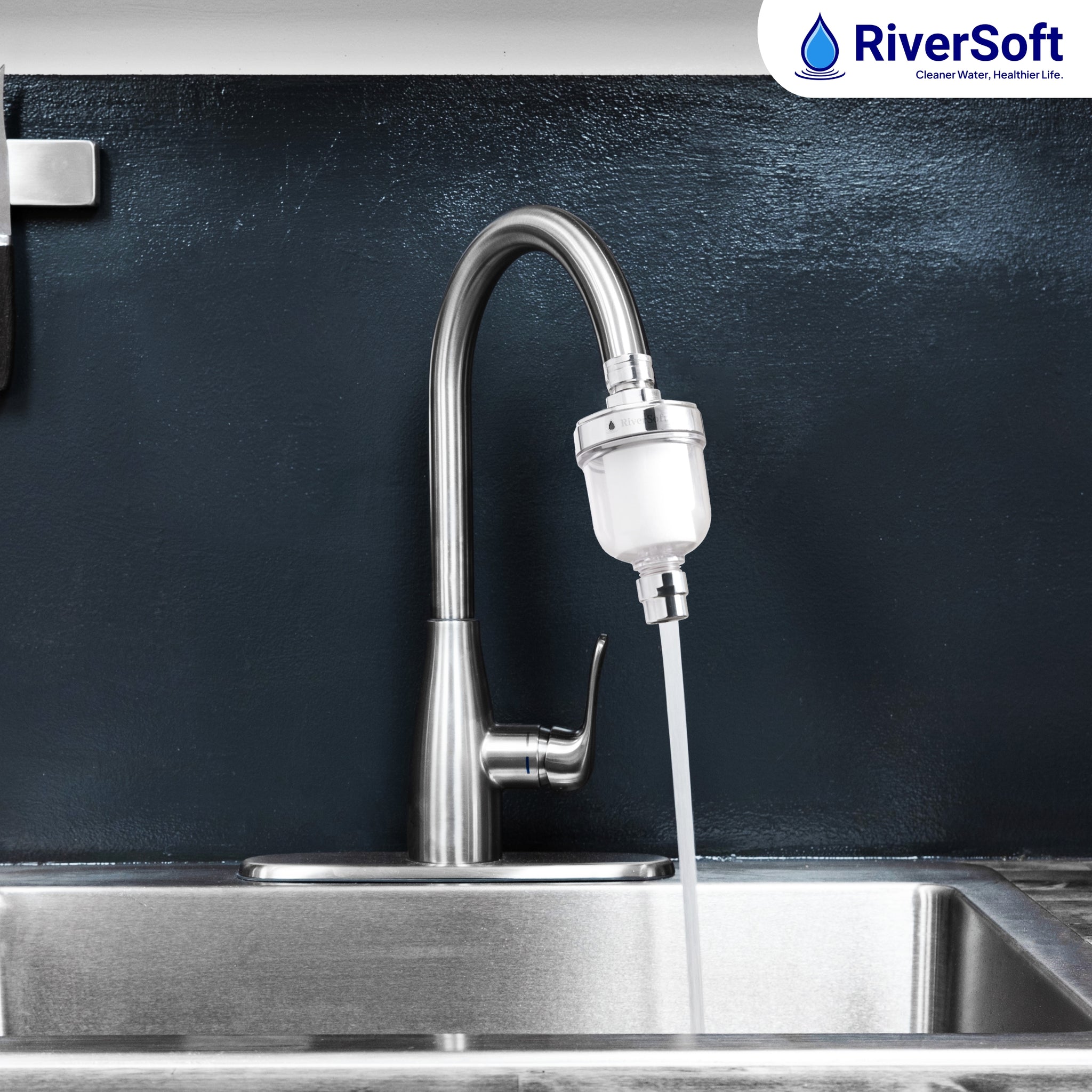 RiverSoft EcoBlu EB-01 Kitchen Tap Filter | Removes Mud, Dust & Sediments, Get clean water in sink | With water saving Foam Flow Aerator