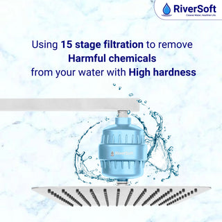 hard water filtration system with 15-stage filtration by Riversoft with blue color 