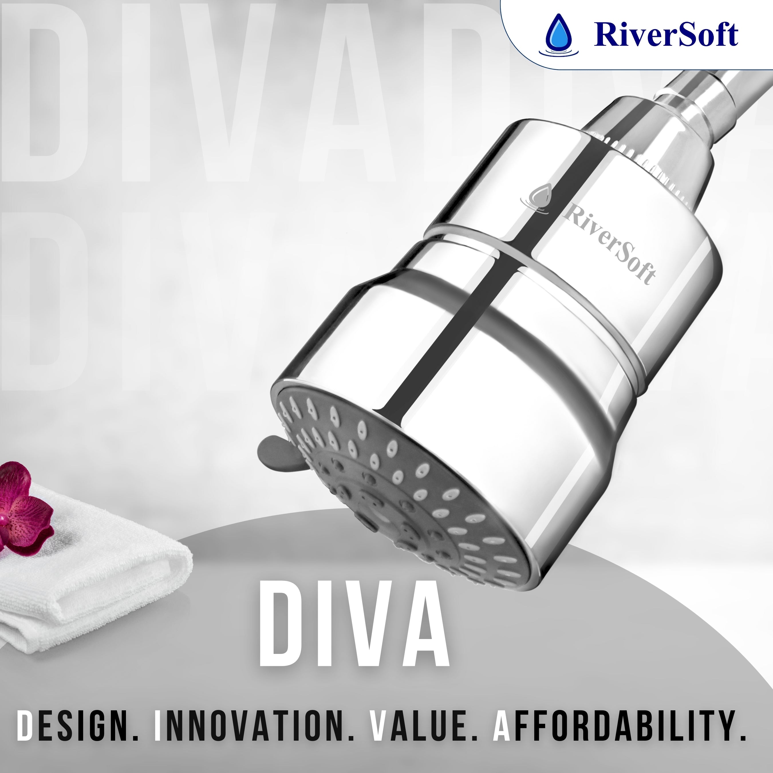 DIVA-03 shower filter for higher hardness | 3 Mode Spray Setting | Water Softener for Bathroom | Hard water filter (Chrome, Pack of 1)