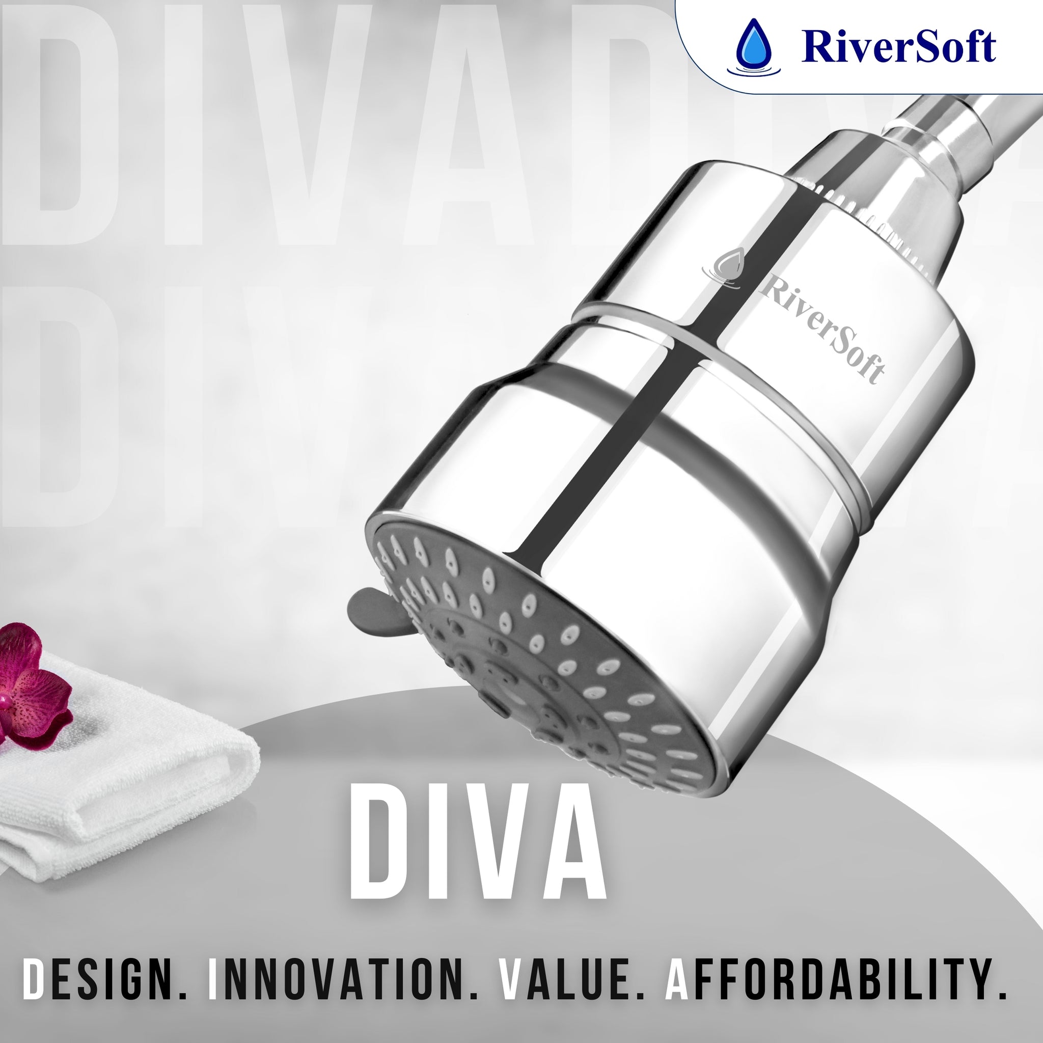 DIVA-03 shower filter for higher hardness | 3 Mode Spray Setting | Water Softener for Bathroom | Hard water filter (Chrome, Pack of 1)