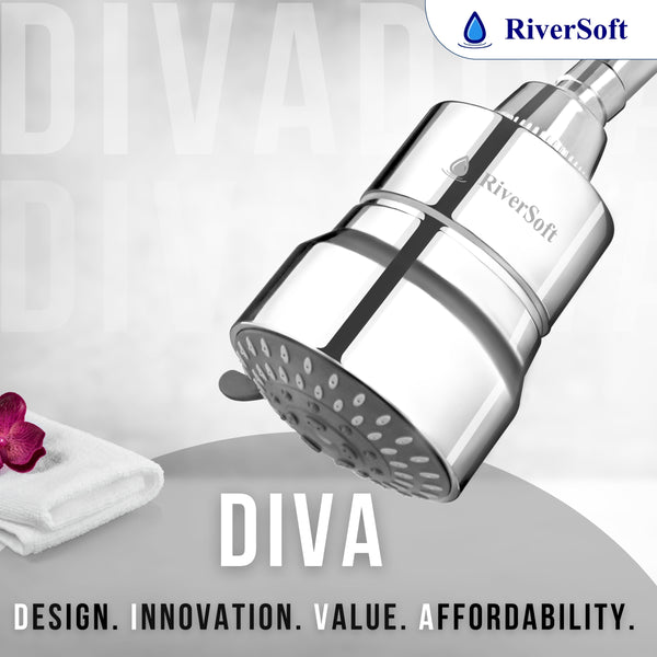 DIVA-03 shower filter for higher hardness | 3 Mode Spray Setting | Water Softener for Bathroom | Hard water filter (Chrome, Pack of 1)