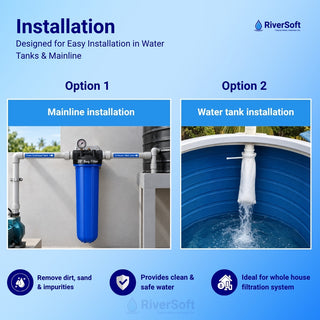 RiverSoft FB-20-1M Filter Bag for Water Tank | 20-inch filter bag | For Filtering Sand, Dirt, Sediment, and Rust from Water | 1-micron tank filter bag