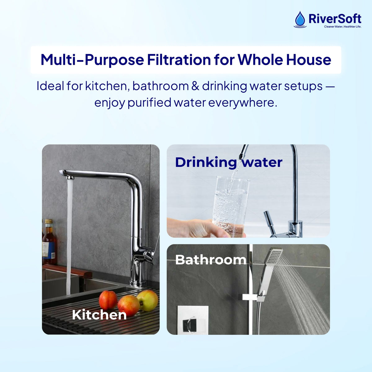 RiverSoft PreRO-TR-CTO Pre-Filter with CTO Cartridge | Chlorine, Taste & Odor Reduction | Transparent Housing | 3/4" Inlet/Outlet | Compatible with RO Systems