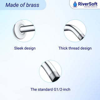 Shower Arm 6-INCH Brass Arm with Wall Flange (Chrome)