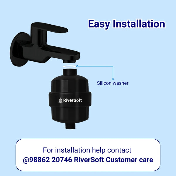 RIVERSOFT DIVA-PRO-BL Shower and Tap Filter for Hard Water | 15-Stage Water Softener for Bathroom | Hard Water Filter (Black, Pack of 1)