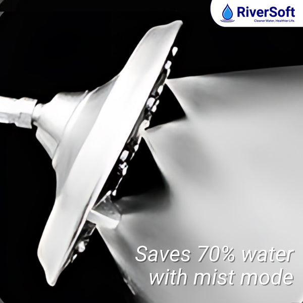RiverSoft RSC-7 Shower Head 7-Function ABS with Adjustable Brass Ball Joint wide faceplate 199mm dia without arm