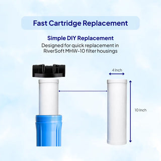 RIVIQ HWC-10 | 10-Inch Hard Water Mainline Filter Cartridge | Replacement Cartridge for MHW-10 Water Filter | Whole House Water Filter Cartridge