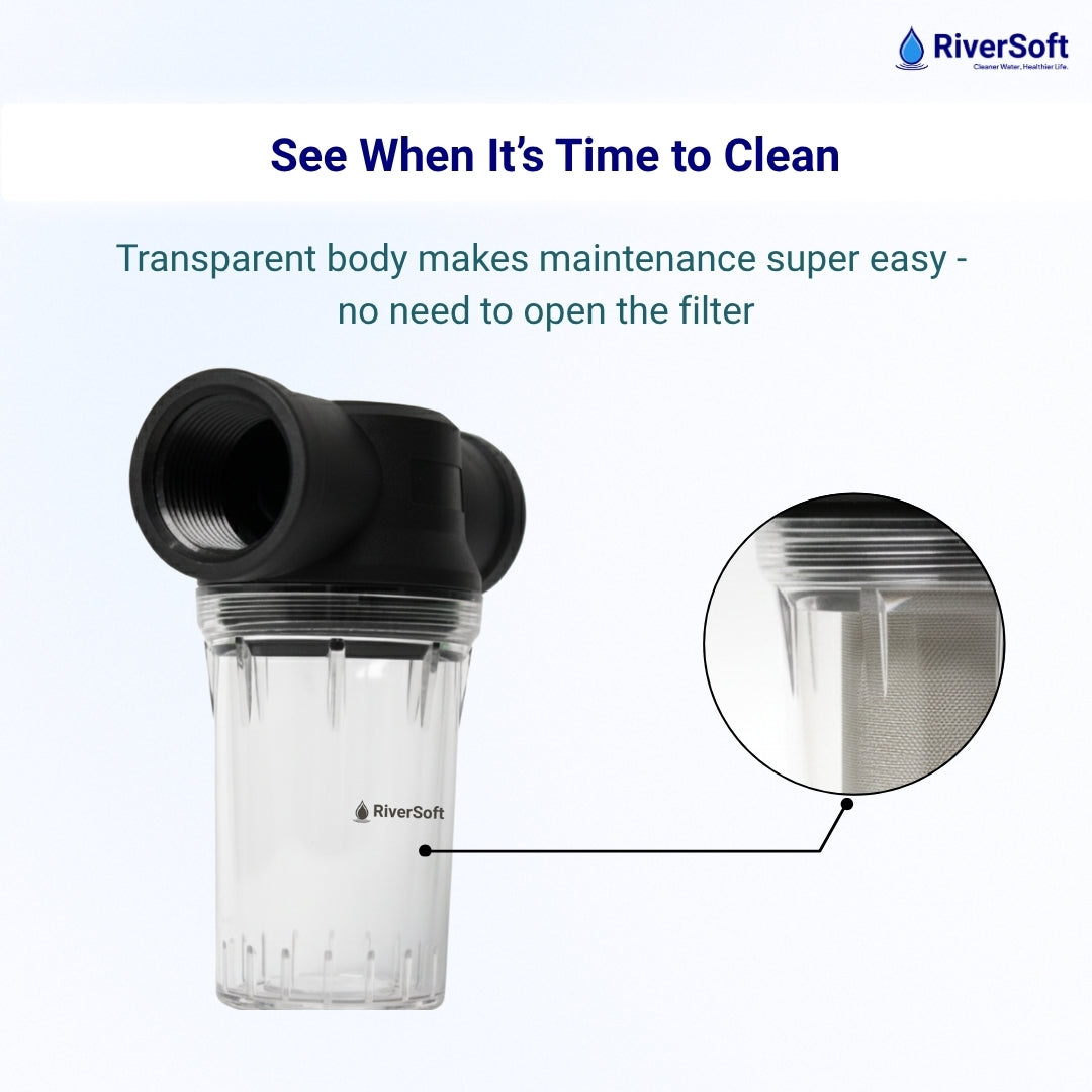 RiverSoft WTPF-01 Sediment Filter for Water Tank | 304 Stainless Steel Mesh| Protects Motor, Pipes & Appliances from Mud, Sand & Rust (¾ Inch Inlet/Outlet)