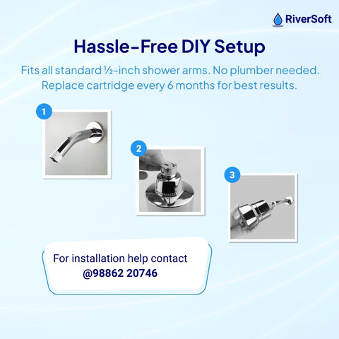 RiverSoft DIVA-03 Shower Filter for Hard Water with 15 Stages | 3 Mode Spray Setting | Water Softener for Bathroom | Shower Head Filter (Chrome, Pack of 1)
