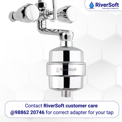 RIVERSOFT DIVA PRO shower and tap filter for hard water with 15 stage | Water Softener for Bathroom | Hard Water Filter (Chrome, Pack of 1)