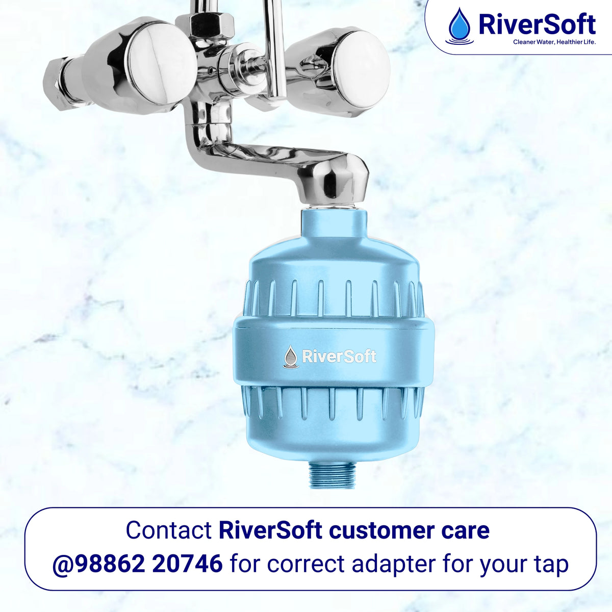 RiverSoft Blue shower filter for higher hardness