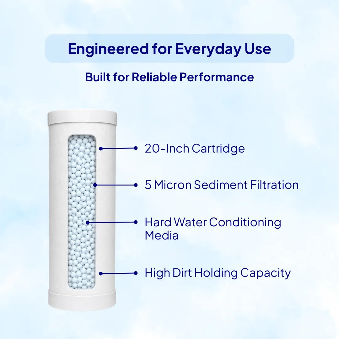RIVIQ HWC-10 | 10-Inch Hard Water Mainline Filter Cartridge | Replacement Cartridge for MHW-10 Water Filter | Whole House Water Filter Cartridge