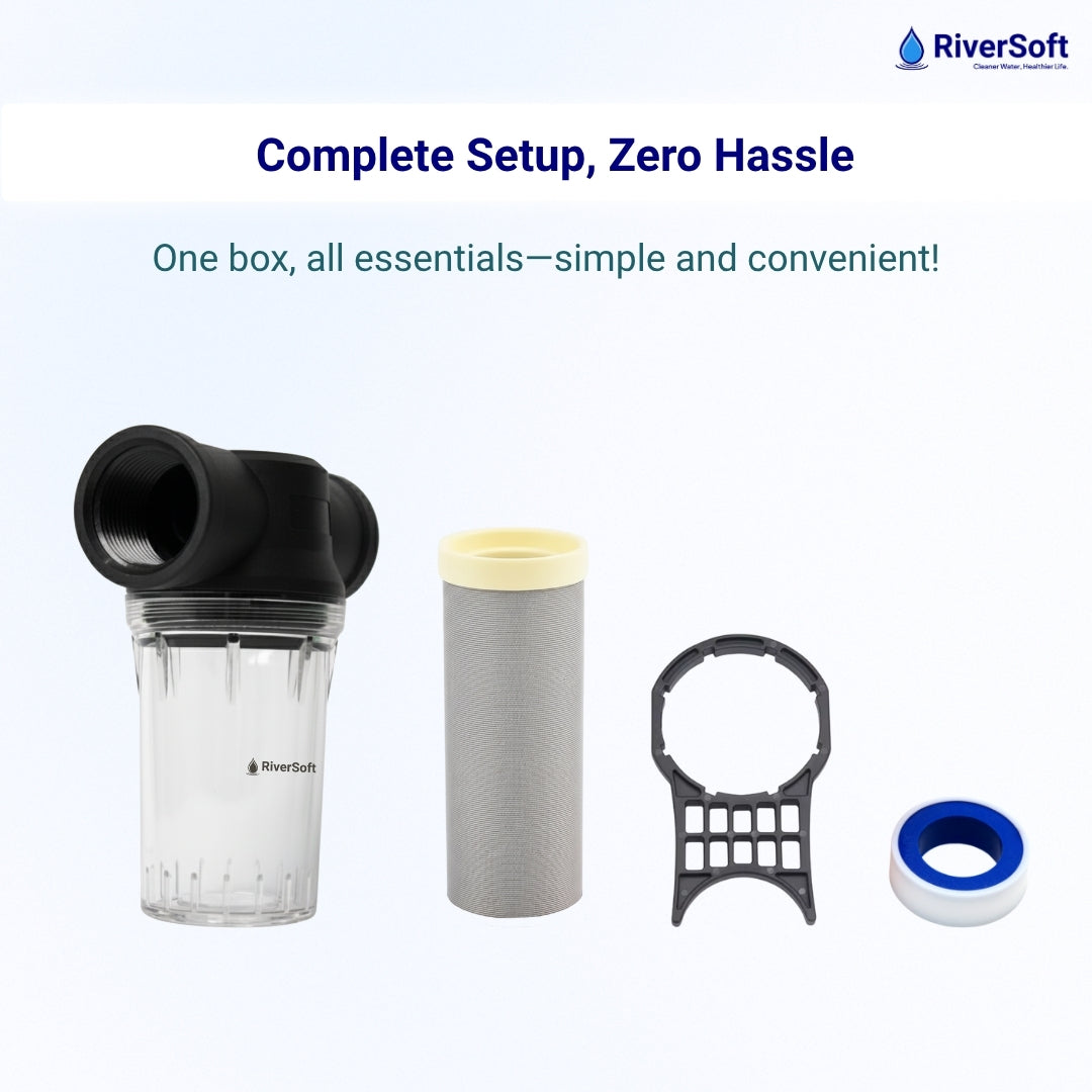 RiverSoft WTPF-01 Sediment Filter for Water Tank | 304 Stainless Steel Mesh| Protects Motor, Pipes & Appliances from Mud, Sand & Rust (¾ Inch Inlet/Outlet)