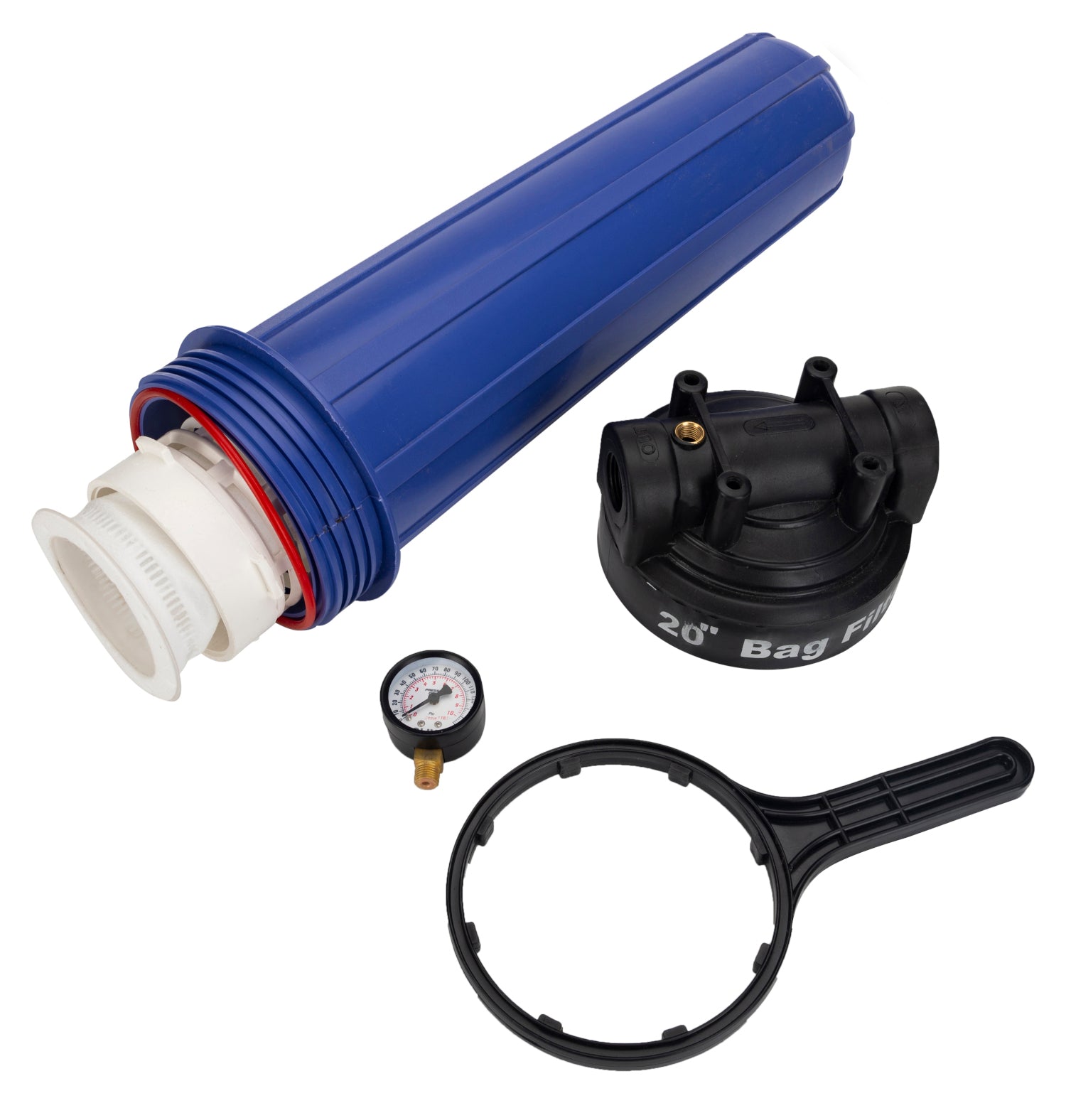 AFB-20 Mainline sediment filter | 20 inch big blue housing with filter bag | 1 micron | 1 inch inlet outlet