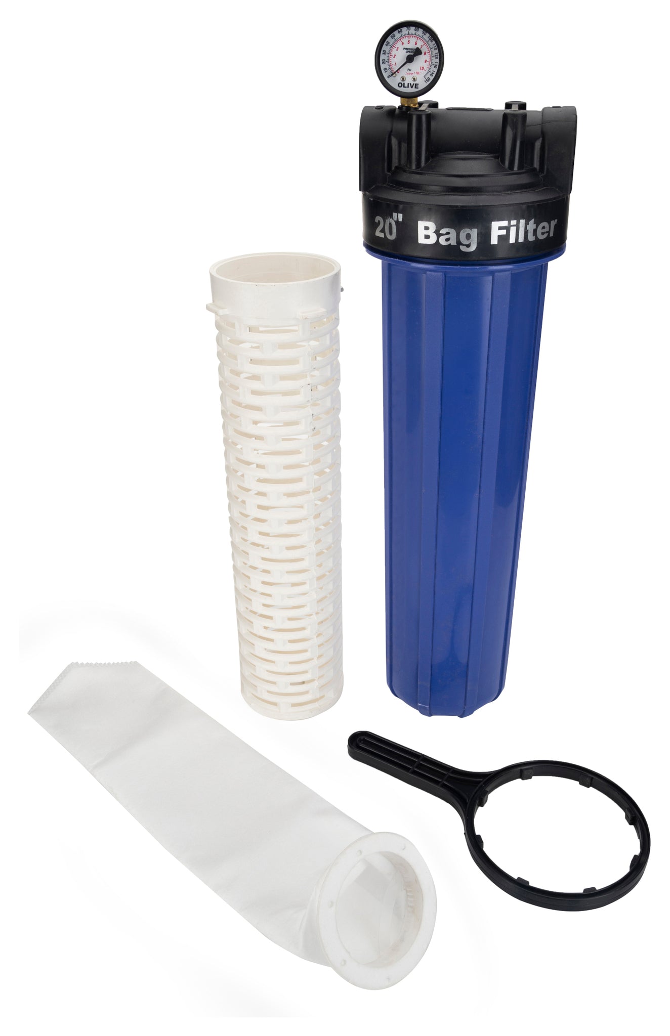 AFB-20 Mainline sediment filter | 20 inch big blue housing with filter bag | 1 micron | 1 inch inlet outlet