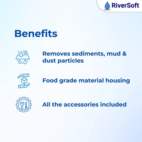 RiverSoft ASP-10-HV5 Sediment Filter Assembly | 5 Micron Spun Cartridge | Water Tank Filter for Home | Mainline Installation for 1 HP/2 HP Motor (10 inch, 1 inch Inlet/Outlet, PP)