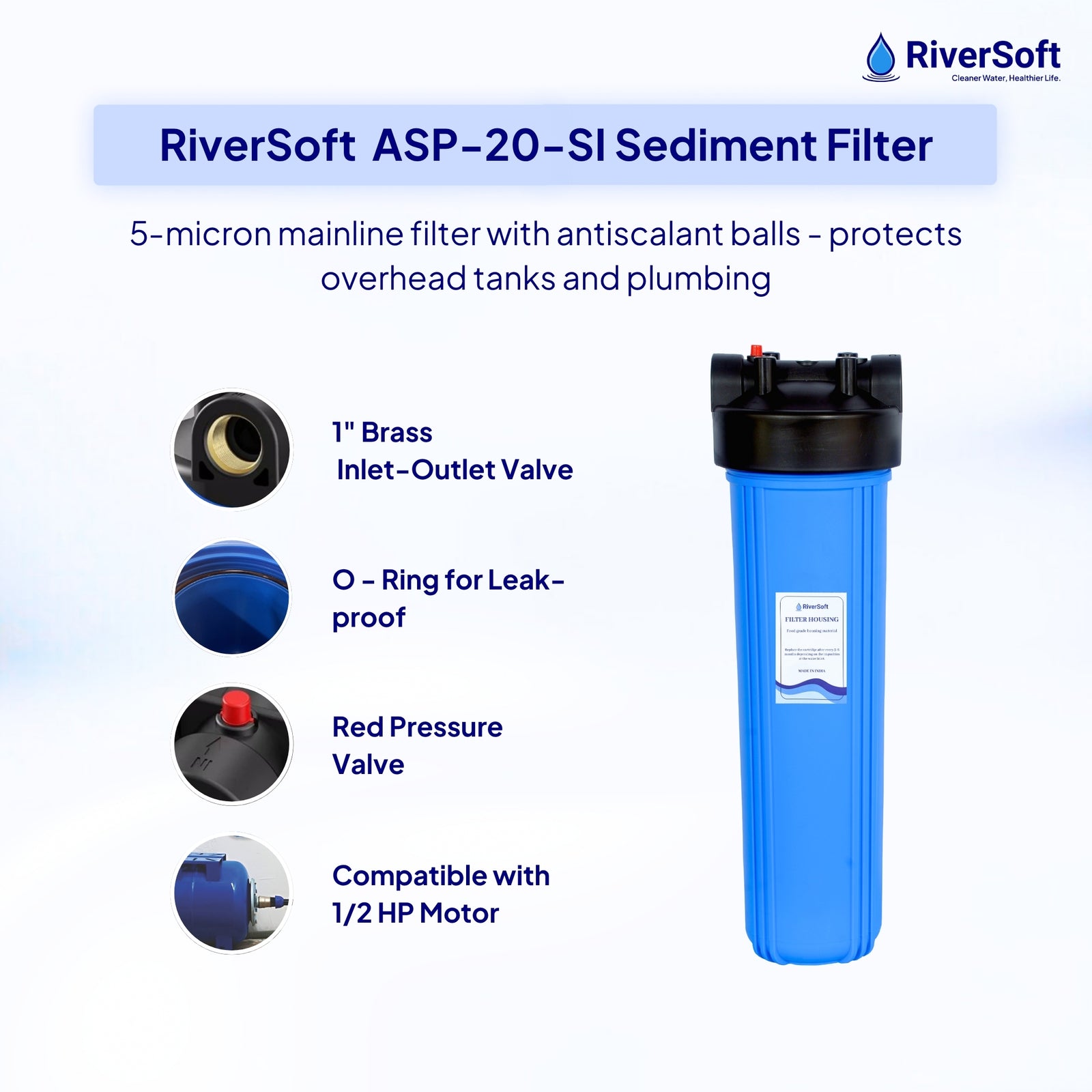 RiverSoft ASP-20HV-SI 5-micron mainline filter