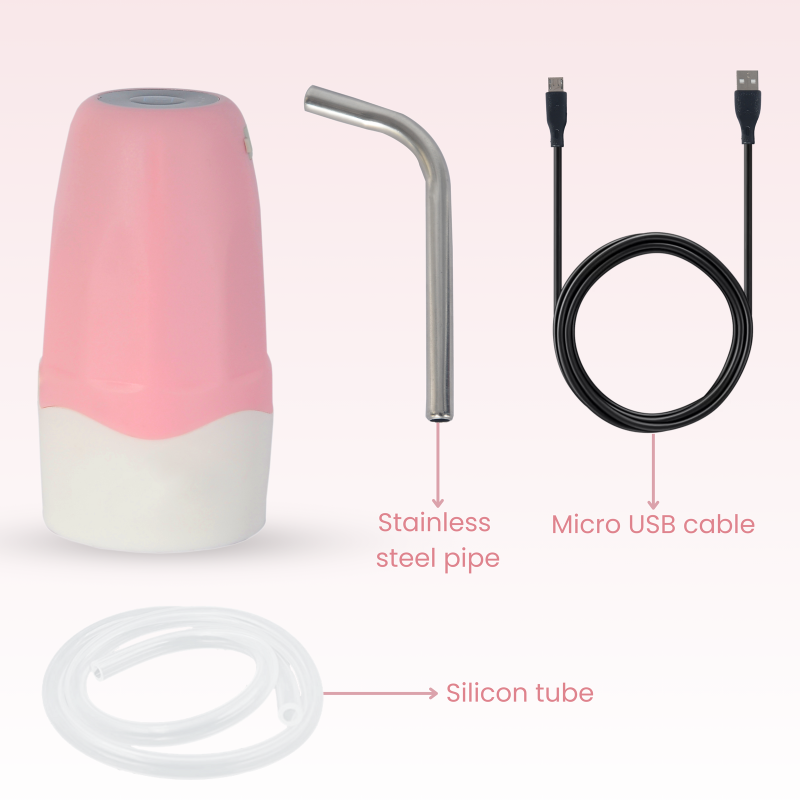 RiverSoft AWD-Pro-PINK with stainless stell pipe, micro USB cable and silicon tube