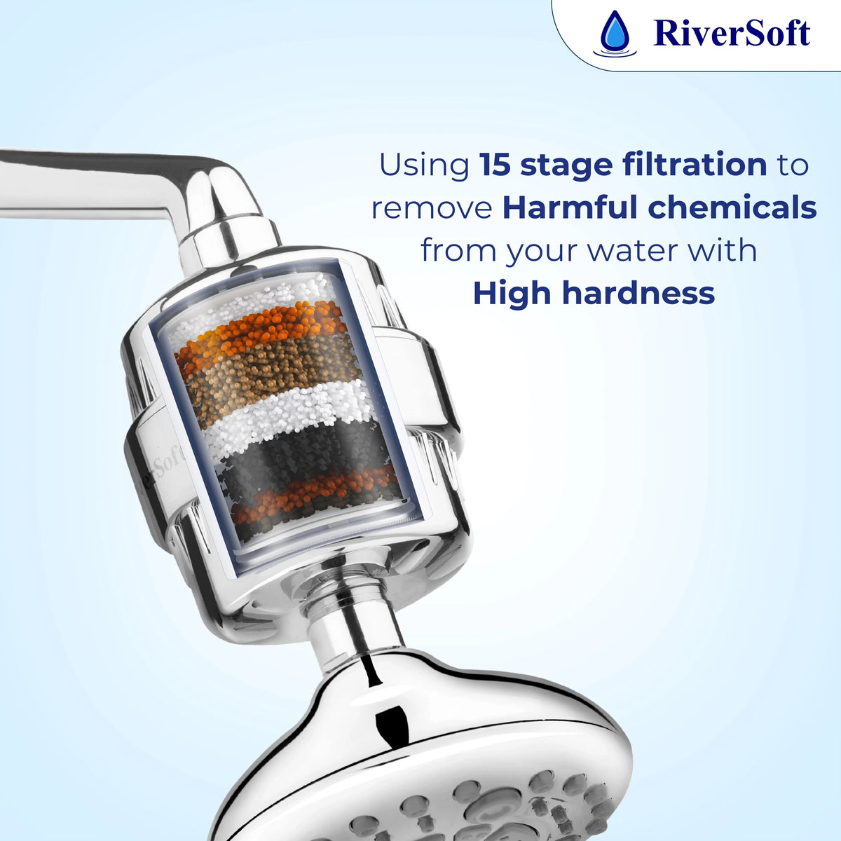 RiverSoft Bliss-15 shower filter with 15 stage for higher hardness 