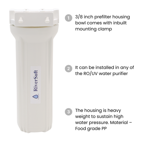 PreRO-10-CSPN Prefilter with Spun cartridge | All installation accessories included | Fits in all purifiers