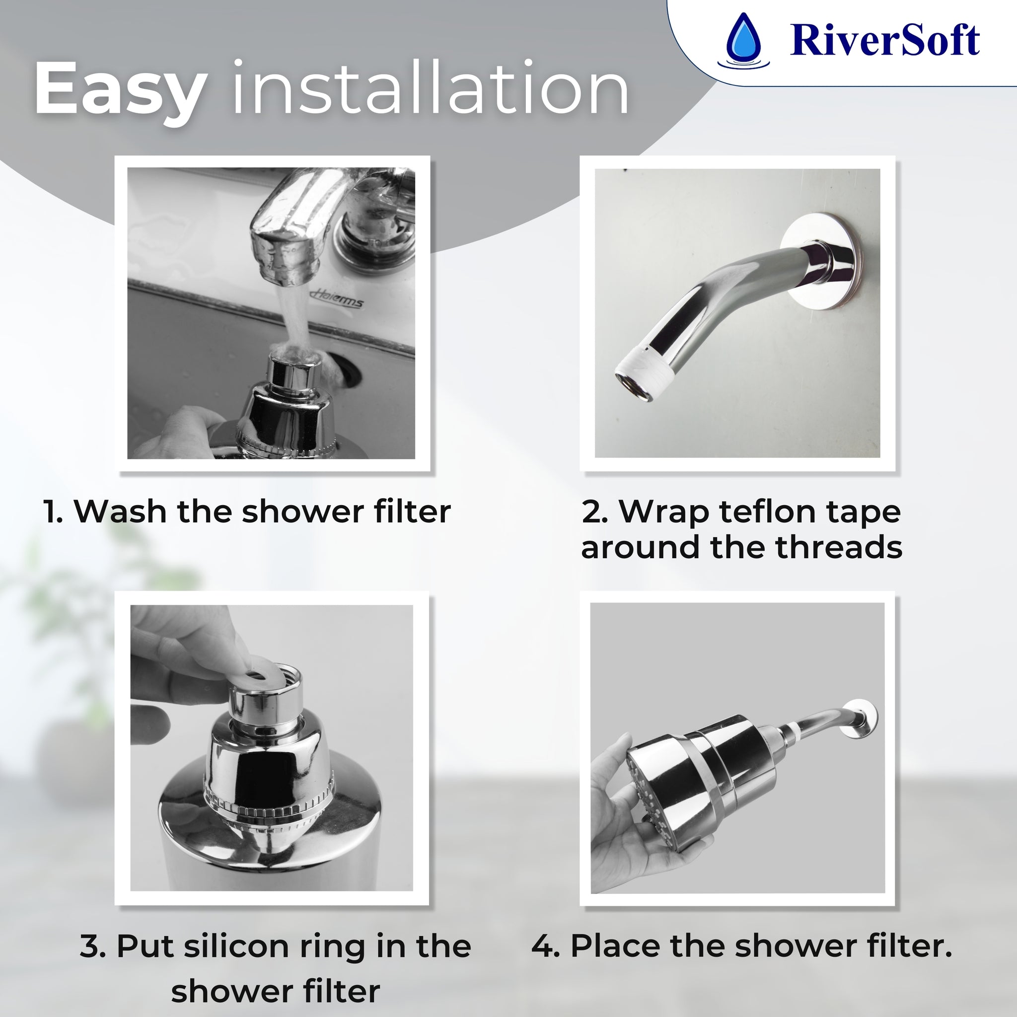 DIVA-03 shower filter for hard water with 15 stages | 3 Mode Spray Setting | Water Softener for Bathroom | Water saving mist mode