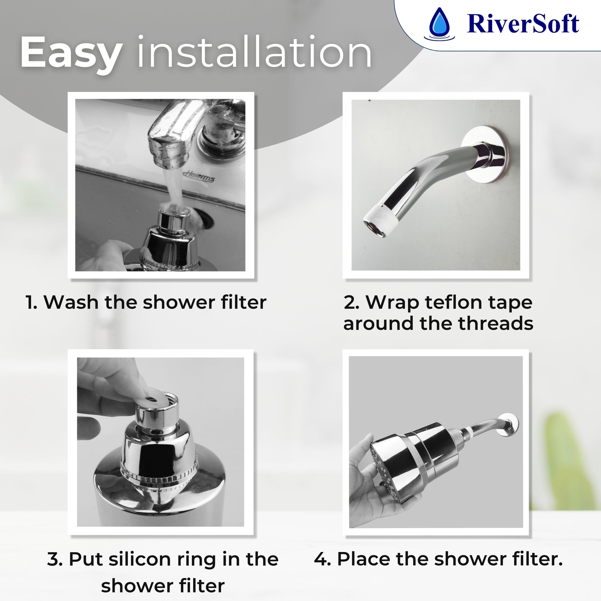 DIVA-05 shower filter for hard water with 15 stages | 5 Mode Spray Setting | Water Softener for Bathroom | Water saving mist mode