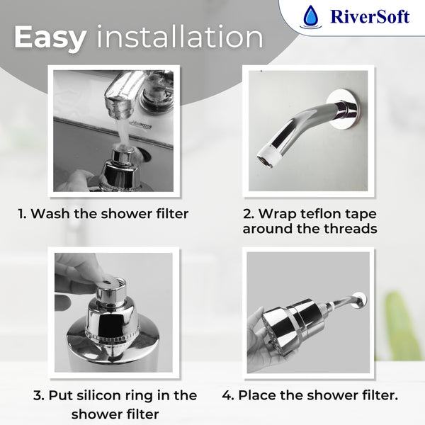 DIVA-05 shower filter for hard water with 15 stages | 5 Mode Spray Setting | Water Softener for Bathroom | Water saving mist mode