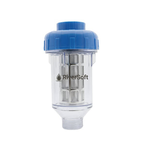 RiverSoft EcoBlu EBWF-04T Washing Machine Filter | Hard Water Softener | Limescale Protection | Transparent Housing| Easy Installation (Pack of 1)
