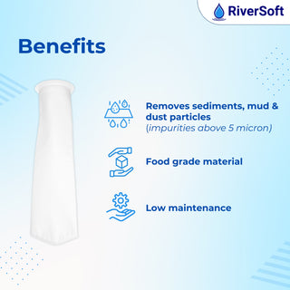 Sediment Filter FB-10, Filter Bag 5 Micron for filtering sediments, Install in mainline (10 inch, PP, White).