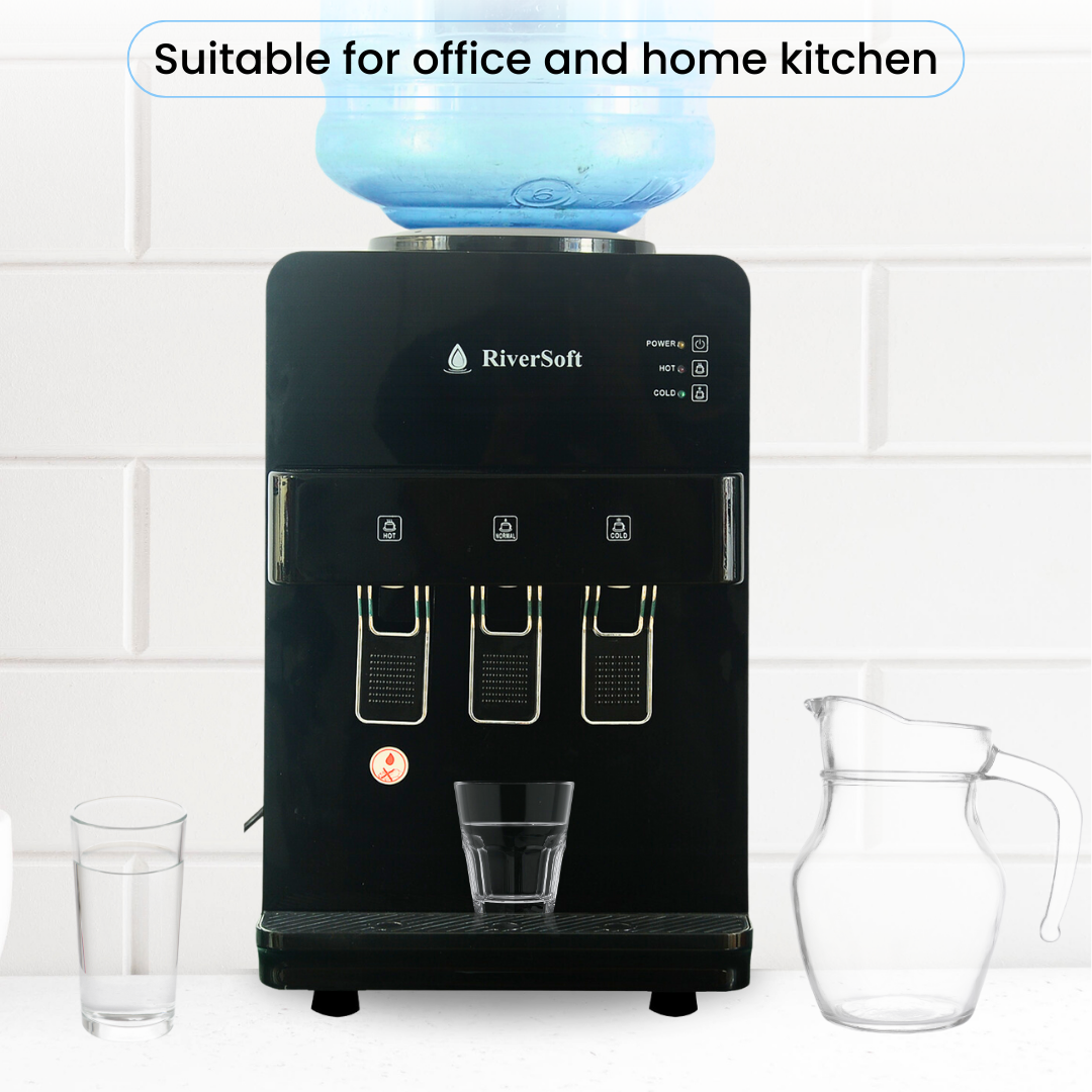 Hot, Cold and Normal Water Dispenser|Suitable for Home & Home (Hot-1 Litre, Cold- 650 ml, Midnight Black)