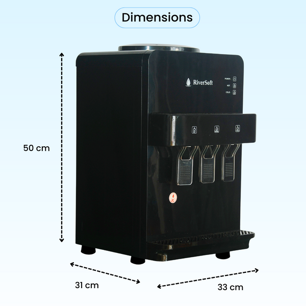 Hot, Cold and Normal Water Dispenser|Suitable for Home & Home (Hot-1 Litre, Cold- 650 ml, Midnight Black)