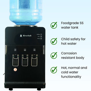 Hot, Cold and Normal Water Dispenser|Suitable for Home & Home (Hot-1 Litre, Cold- 650 ml, Midnight Black)