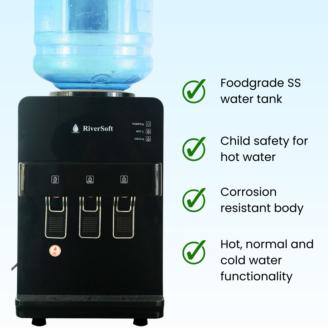 Hot, Cold and Normal Water Dispenser|Suitable for Home & Home (Hot-1 Litre, Cold- 650 ml, Midnight Black)