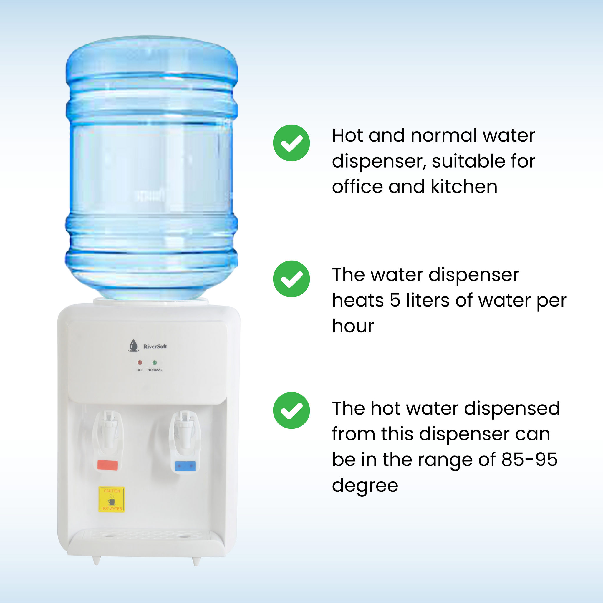 Hwd-3 Hot and Normal Water Dispenser | Table Top | Suitable for Office & Home (White, Pack of 1, No Cold Water), 3 Liter